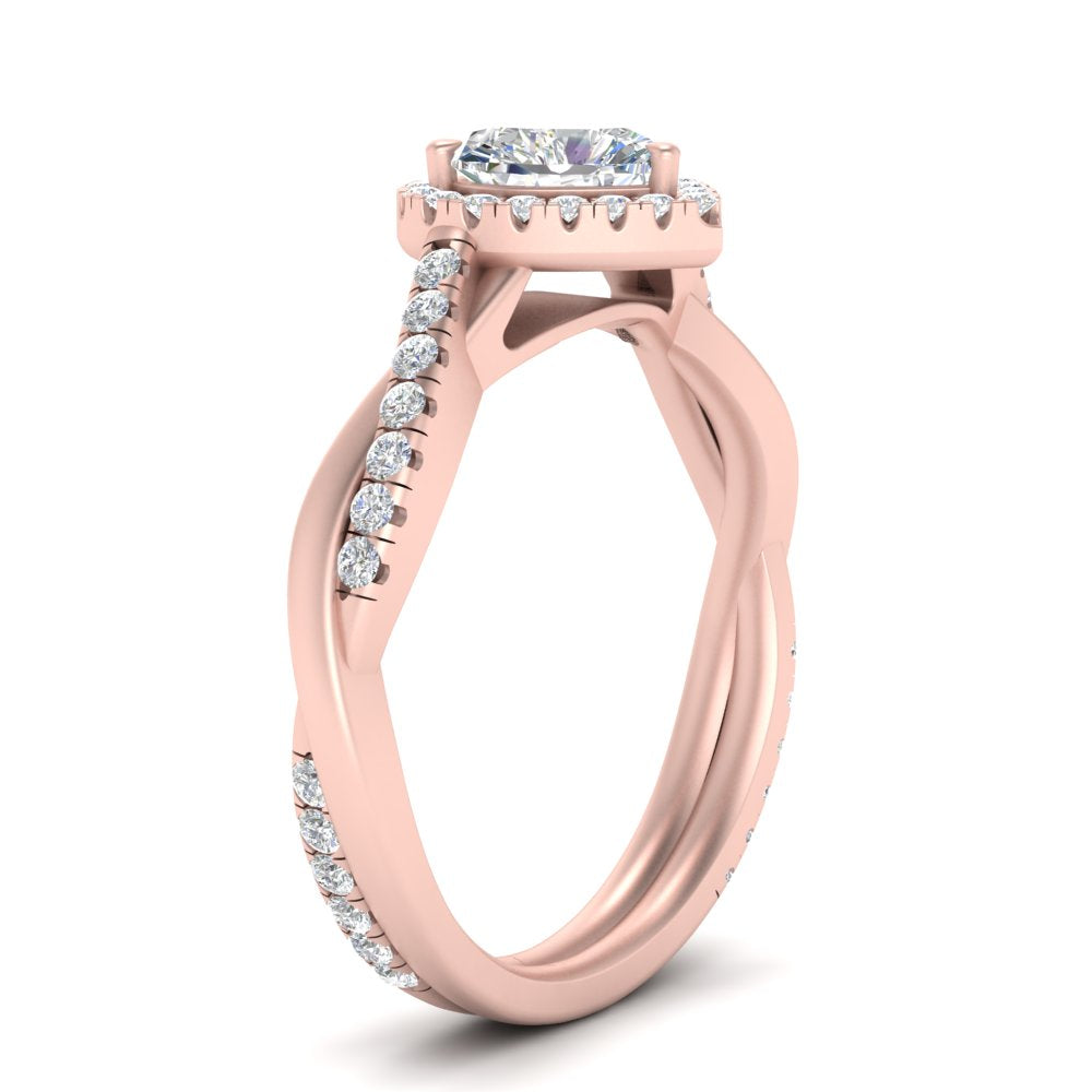 Lab Heart Cut Diamond Halo Infinity Engagement Ring For Her 14K Rose Gold