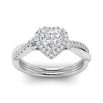 Load image into Gallery viewer, Lab Heart Cut Diamond Halo Infinity Engagement Ring For Her 14K White Gold
