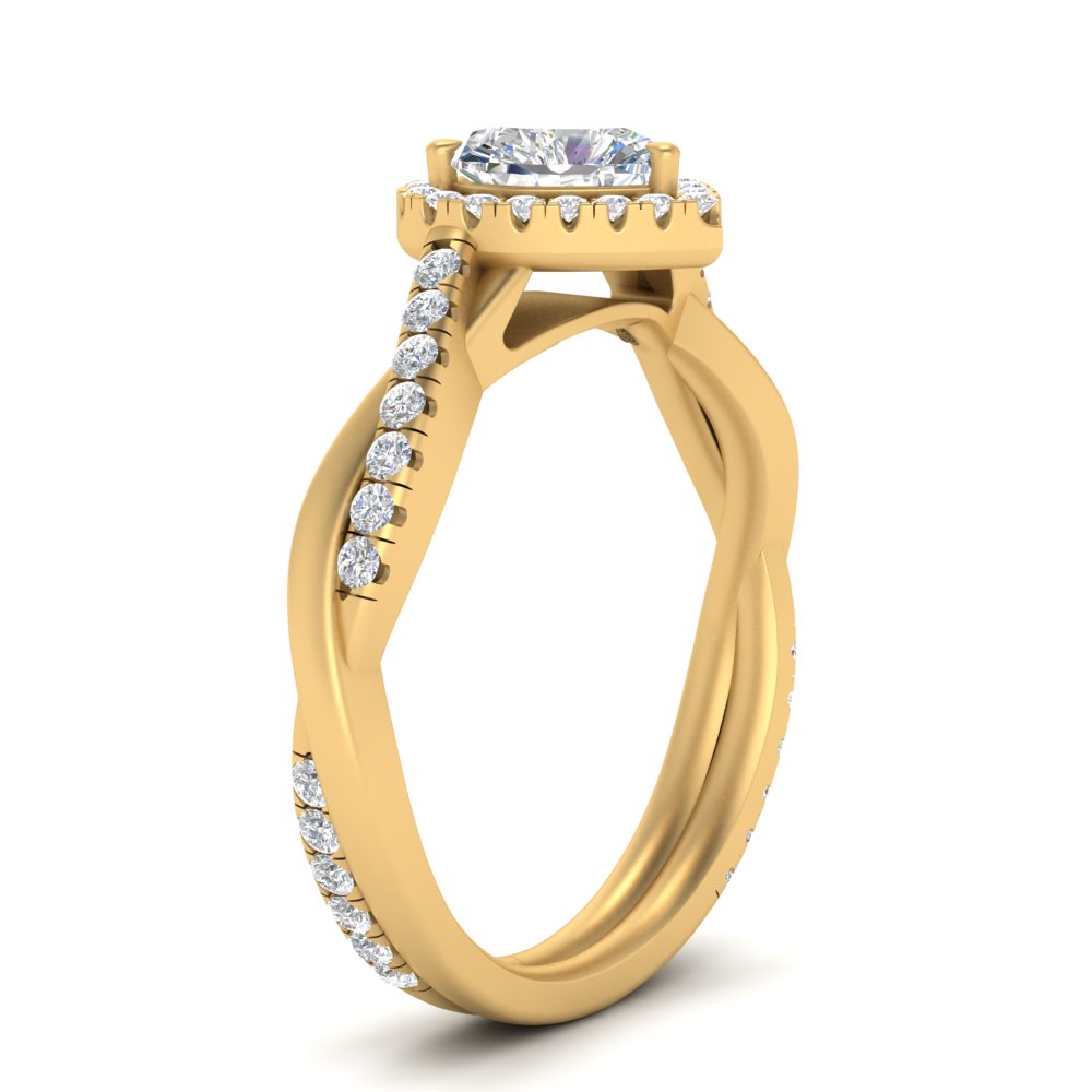 Lab Heart Cut Diamond Halo Infinity Engagement Ring For Her 14K Yellow Gold