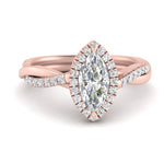 Load image into Gallery viewer, Lab Marquise Cut Diamond Halo Infinity Engagement Rings 14K Rose Gold
