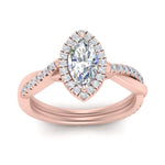Load image into Gallery viewer, Lab Marquise Cut Diamond Halo Infinity Engagement Rings 14K Rose Gold
