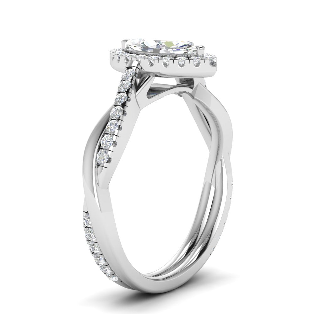 Lab Marquise Cut Diamond Halo Infinity Engagement Rings 14K White Gold