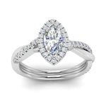 Load image into Gallery viewer, Lab Marquise Cut Diamond Halo Infinity Engagement Rings 14K White Gold
