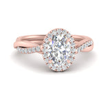 Load image into Gallery viewer, Lab Oval Cut Diamond Halo Infinity Engagement Rings 14K Rose Gold
