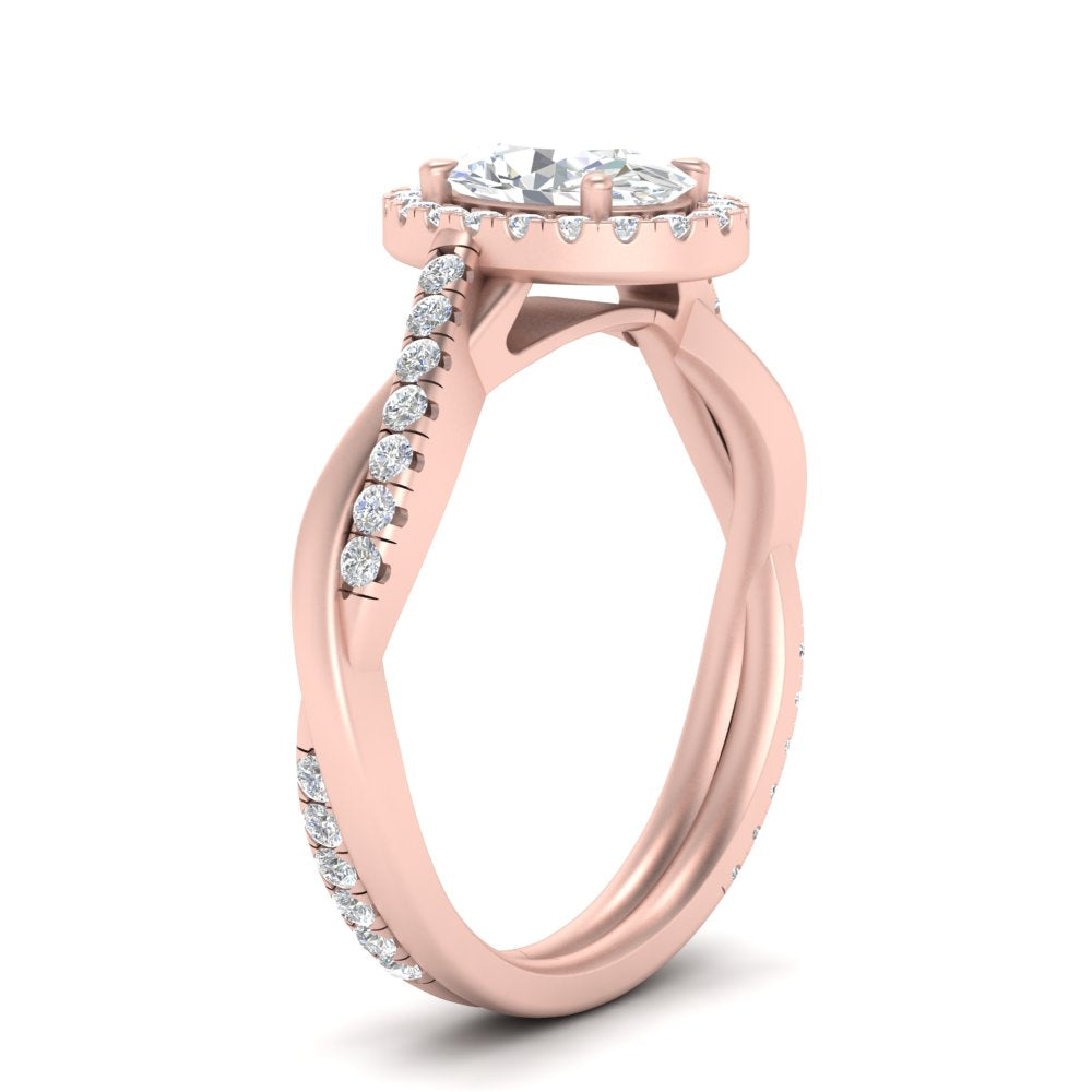 Lab Oval Cut Diamond Halo Infinity Engagement Rings 14K Rose Gold