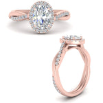 Load image into Gallery viewer, Lab Oval Cut Diamond Halo Infinity Engagement Rings 14K Rose Gold
