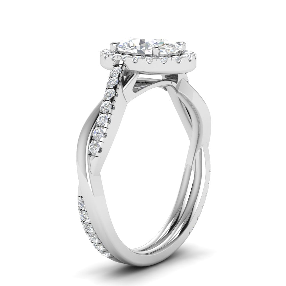 Lab Oval Cut Diamond Halo Infinity Engagement Rings 14K White Gold