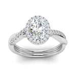 Load image into Gallery viewer, Lab Oval Cut Diamond Halo Infinity Engagement Rings 14K White Gold
