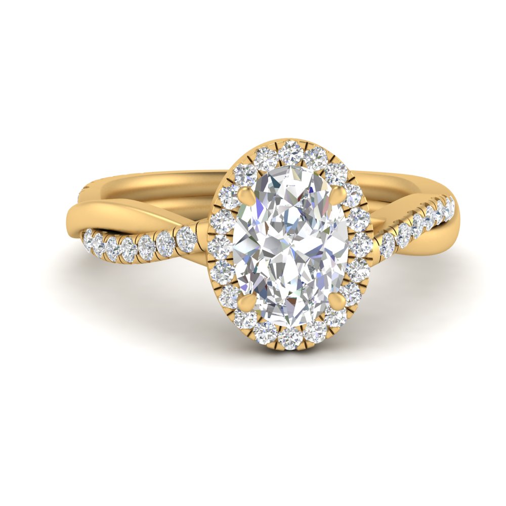 Lab Oval Cut Diamond Halo Infinity Engagement Rings 14K Yellow Gold