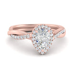 Load image into Gallery viewer, Lab Pear Cut Diamond Halo Infinity Engagement Ring For Her 14K Rose Gold
