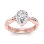 Load image into Gallery viewer, Lab Pear Cut Diamond Halo Infinity Engagement Ring For Her 14K Rose Gold
