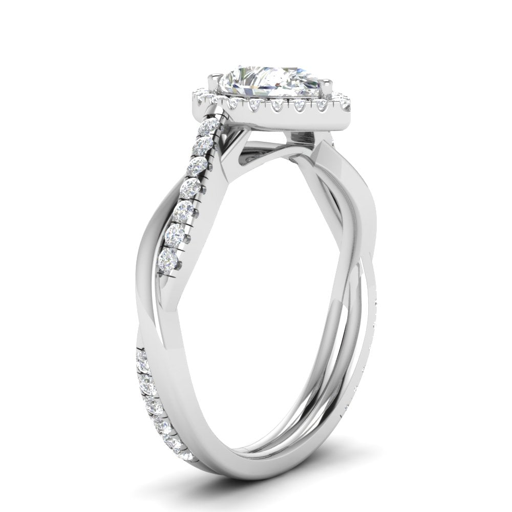 Lab Pear Cut Diamond Halo Infinity Engagement Ring For Her 14K White Gold