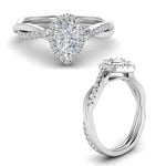 Load image into Gallery viewer, Lab Pear Cut Diamond Halo Infinity Engagement Ring For Her 14K White Gold
