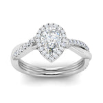 Load image into Gallery viewer, Lab Pear Cut Diamond Halo Infinity Engagement Ring For Her 14K White Gold
