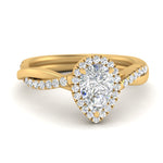 Load image into Gallery viewer, Lab Pear Cut Diamond Halo Infinity Engagement Ring For Her 14K Yellow Gold
