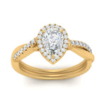 Load image into Gallery viewer, Lab Pear Cut Diamond Halo Infinity Engagement Ring For Her 14K Yellow Gold
