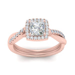 Load image into Gallery viewer, Lab Princess Cut Diamond Halo Infinity Engagement Rings 14K Rose Gold
