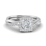 Load image into Gallery viewer, Lab Princess Cut Diamond Halo Infinity Engagement Rings 14K White Gold
