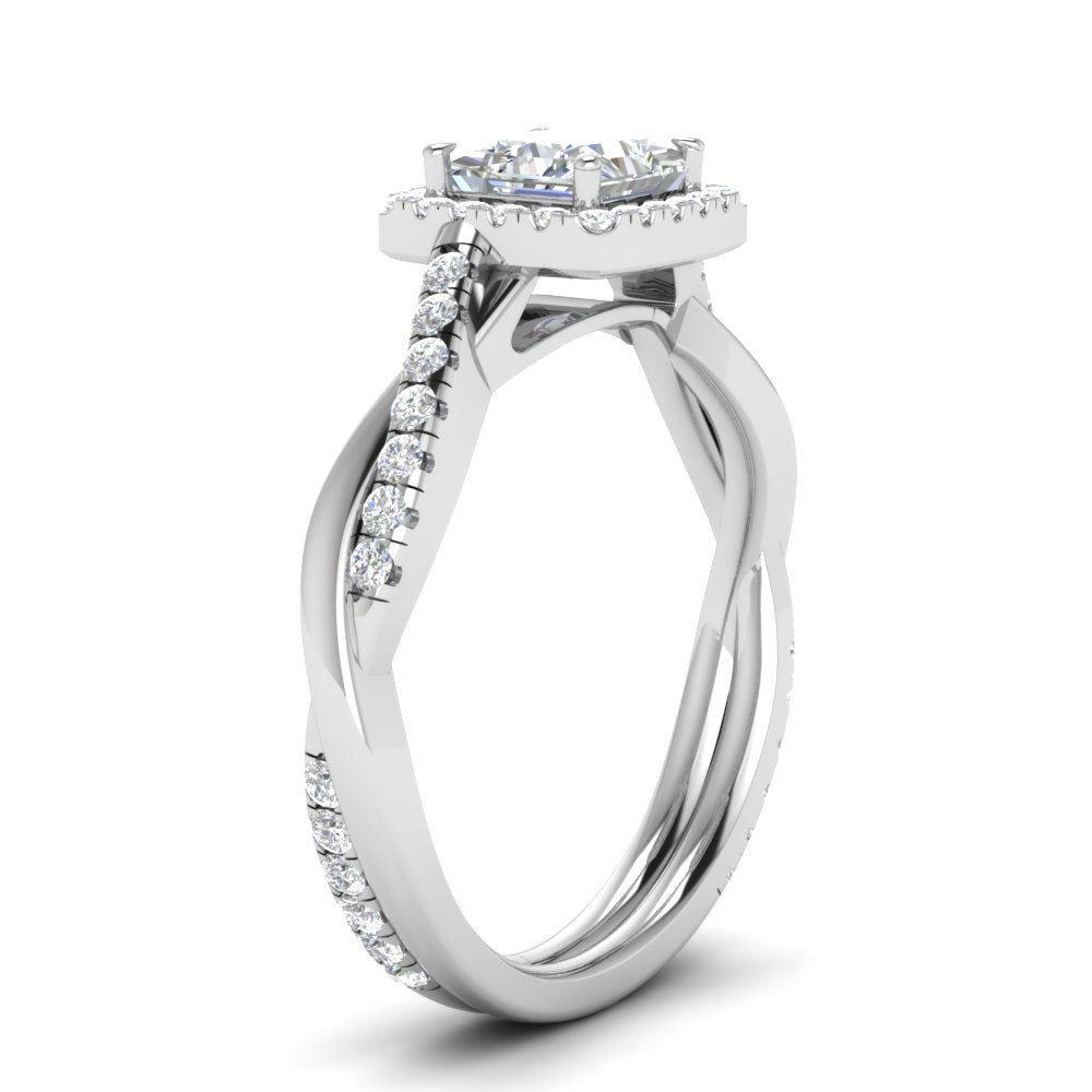 Lab Princess Cut Diamond Halo Infinity Engagement Rings 14K White Gold