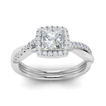 Load image into Gallery viewer, Lab Princess Cut Diamond Halo Infinity Engagement Rings 14K White Gold
