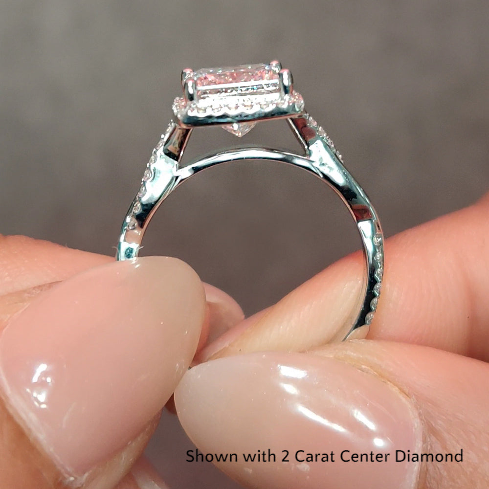 Lab Princess Cut Diamond Halo Infinity Engagement Rings 14K White Gold