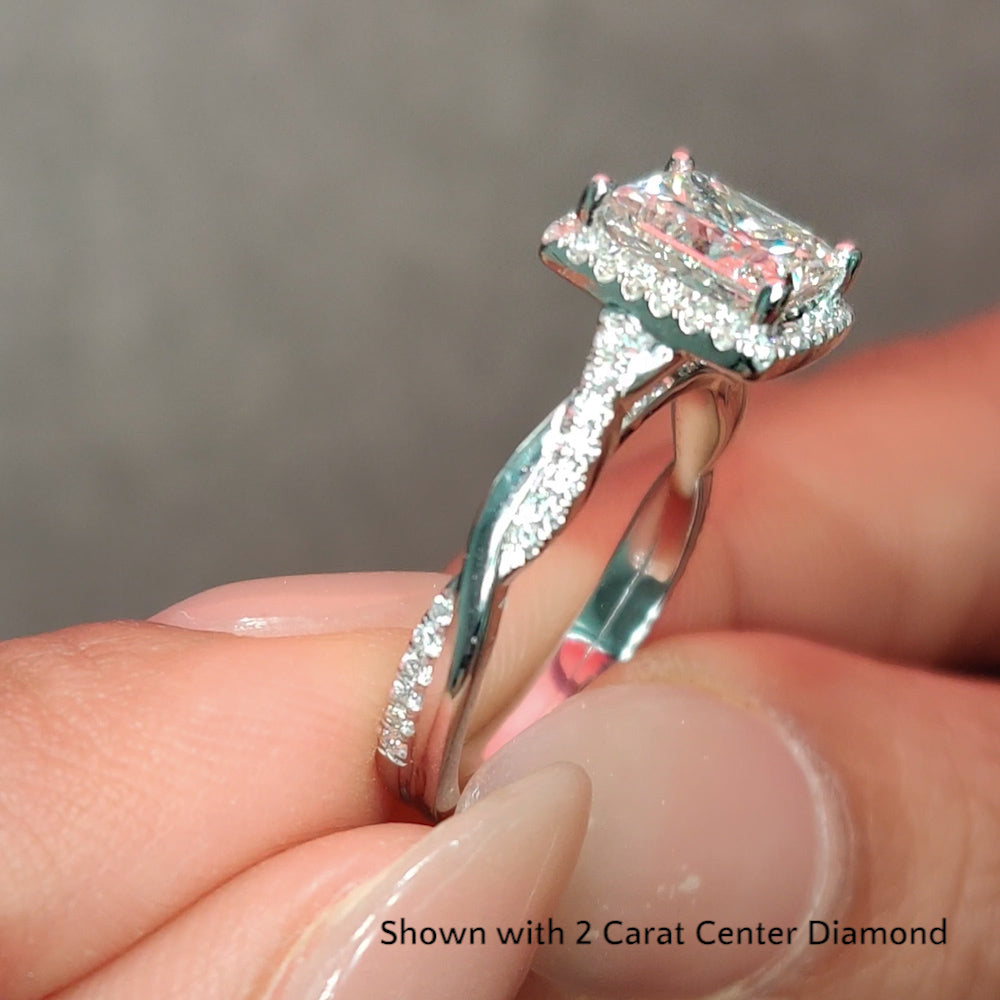 Lab Princess Cut Diamond Halo Infinity Engagement Rings 14K White Gold