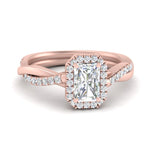 Load image into Gallery viewer, Lab Radiant Cut Diamond Halo Engagement Rings 14K Rose Gold
