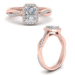 Load image into Gallery viewer, Lab Radiant Cut Diamond Halo Engagement Rings 14K Rose Gold

