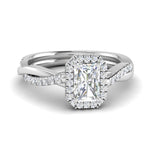 Load image into Gallery viewer, Lab Radiant Cut Diamond Halo Engagement Rings 14K White Gold
