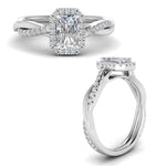 Load image into Gallery viewer, Lab Radiant Cut Diamond Halo Engagement Rings 14K White Gold
