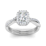 Load image into Gallery viewer, Lab Radiant Cut Diamond Halo Engagement Rings 14K White Gold
