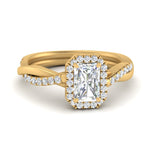 Load image into Gallery viewer, Lab Radiant Cut Diamond Halo Engagement Rings 14K Yellow Gold
