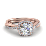 Load image into Gallery viewer, Lab Round Cut Diamond Halo Engagement Rings 14K Rose Gold
