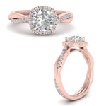 Load image into Gallery viewer, Lab Round Cut Diamond Halo Engagement Rings 14K Rose Gold
