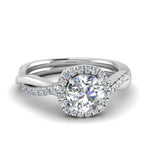 Load image into Gallery viewer, Lab Round Cut Diamond Halo Engagement Rings 14K White Gold
