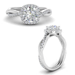 Load image into Gallery viewer, Lab Round Cut Diamond Halo Engagement Rings 14K White Gold
