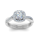 Load image into Gallery viewer, Lab Round Cut Diamond Halo Engagement Rings 14K White Gold
