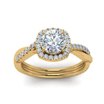 Load image into Gallery viewer, Lab Round Cut Diamond Halo Engagement Rings 14K Yellow Gold
