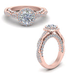 Load image into Gallery viewer, Lab Round Cut Diamond Halo Vintage Engagement Rings 14K Rose Gold
