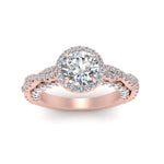 Load image into Gallery viewer, Lab Round Cut Diamond Halo Vintage Engagement Rings 14K Rose Gold
