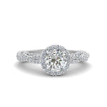 Load image into Gallery viewer, Lab Round Cut Diamond Halo Vintage Engagement Rings 14K White Gold
