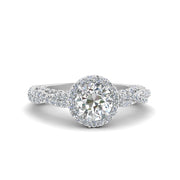 Lab Round Cut Diamond Halo Vintage Engagement Rings 14K White Gold