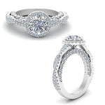 Load image into Gallery viewer, Lab Round Cut Diamond Halo Vintage Engagement Rings 14K White Gold
