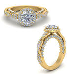 Load image into Gallery viewer, Lab Round Cut Diamond Halo Vintage Engagement Rings 14K Yellow Gold
